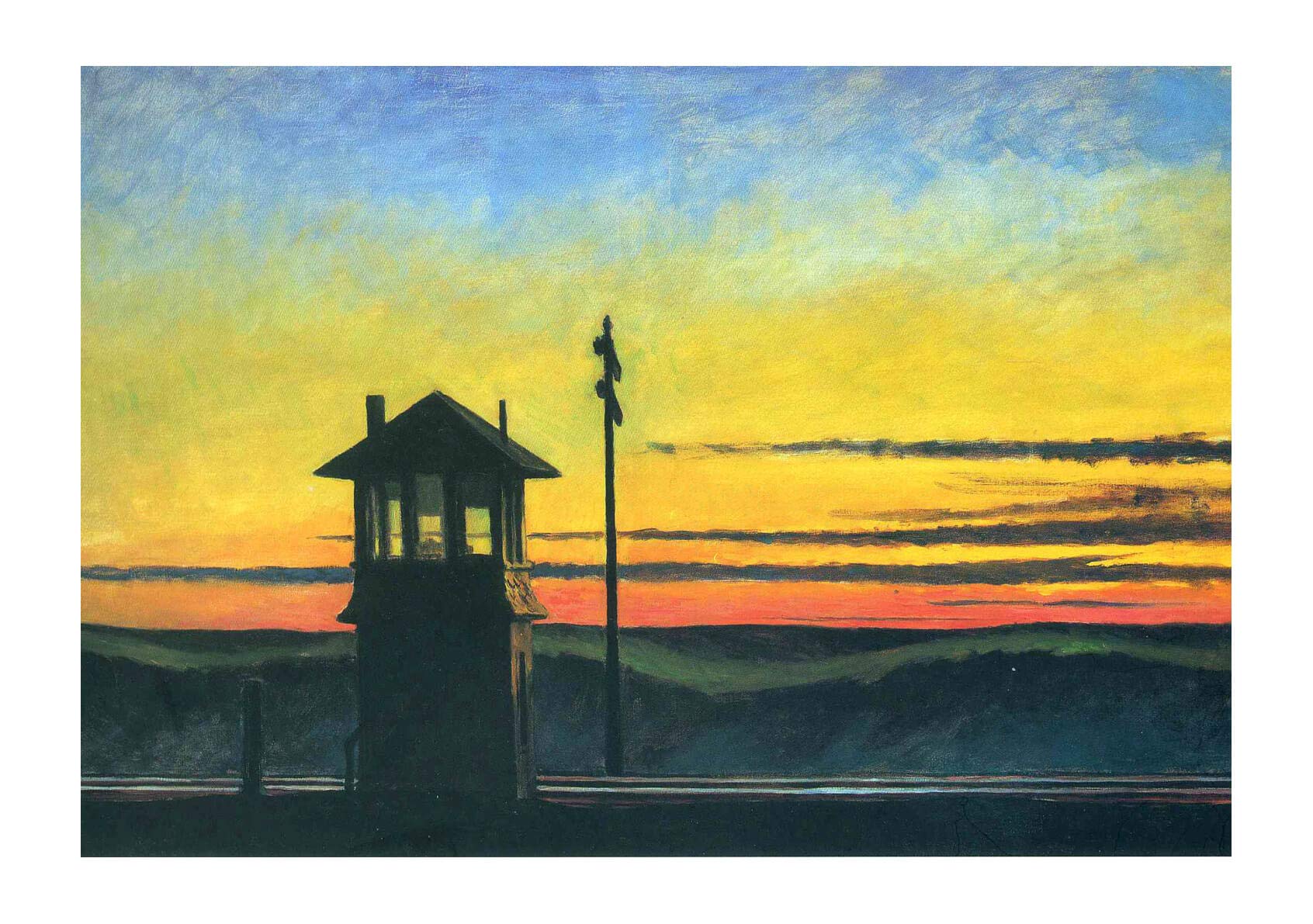 Edward Hopper Railroad Sunset Extra Large Framed Art Print - Semi Gloss Finish - Perfect for Living Room, Bedroom or Office Wall Decor