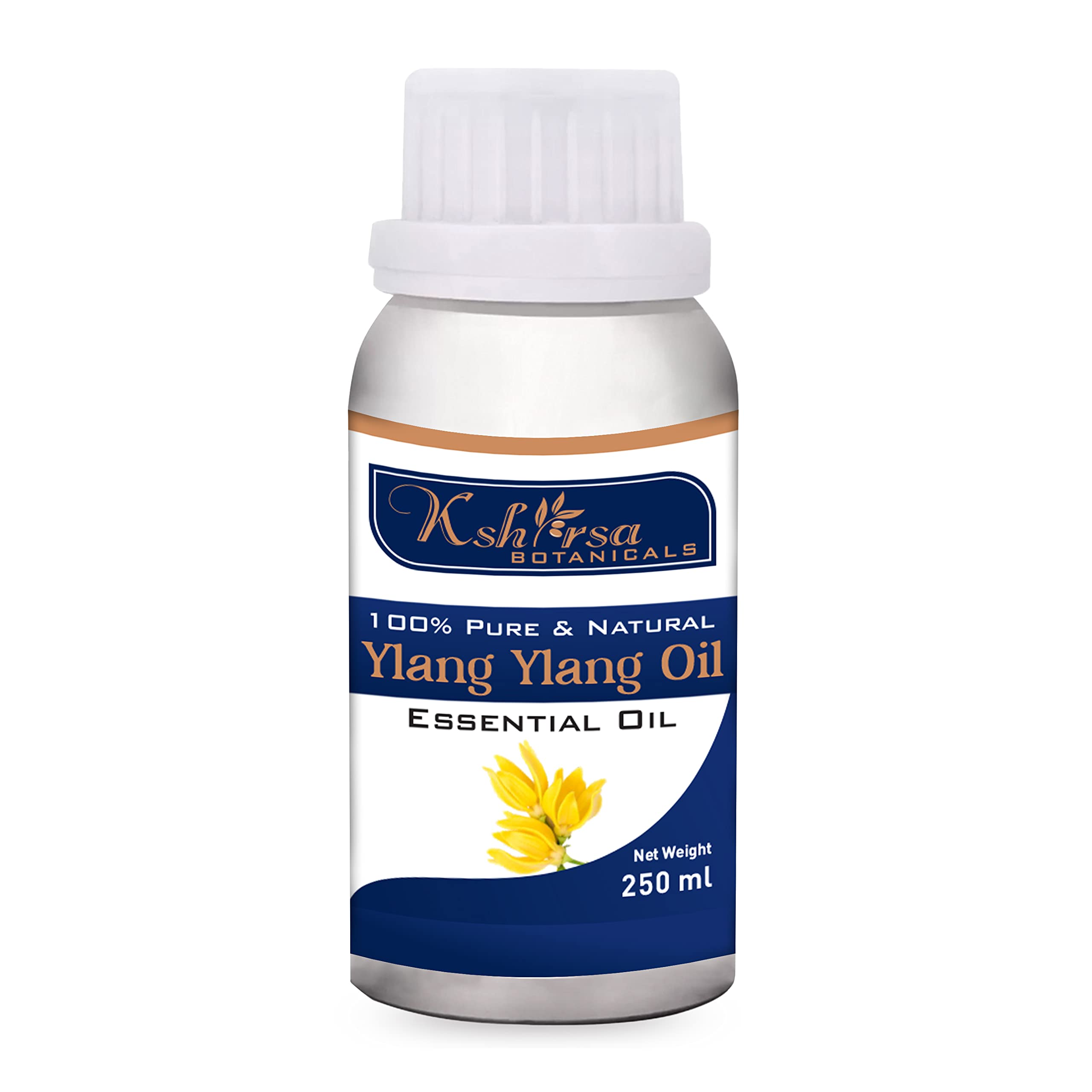 100% Pure & Premium Undiluted Ylang Ylang Essential Oil (Cananga Odorata) - Steam Distilled 250ml for Skin Care, Hair Treatment, Aromatherapy & Relaxation - Perfect for Massage, Diffuser & DIY Beauty Products