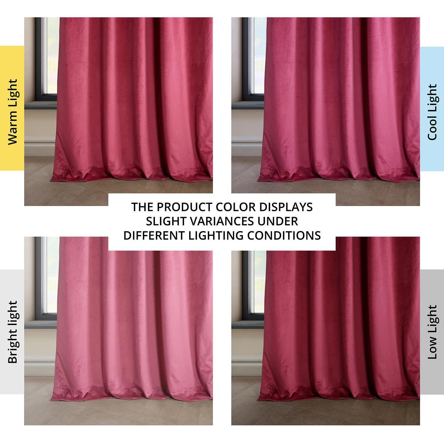 Dark Pink Heritage Plush Velvet Blackout Curtains for Bedroom - Thermal Insulated Noise Reducing Window Drapes for Living Room & Nursery