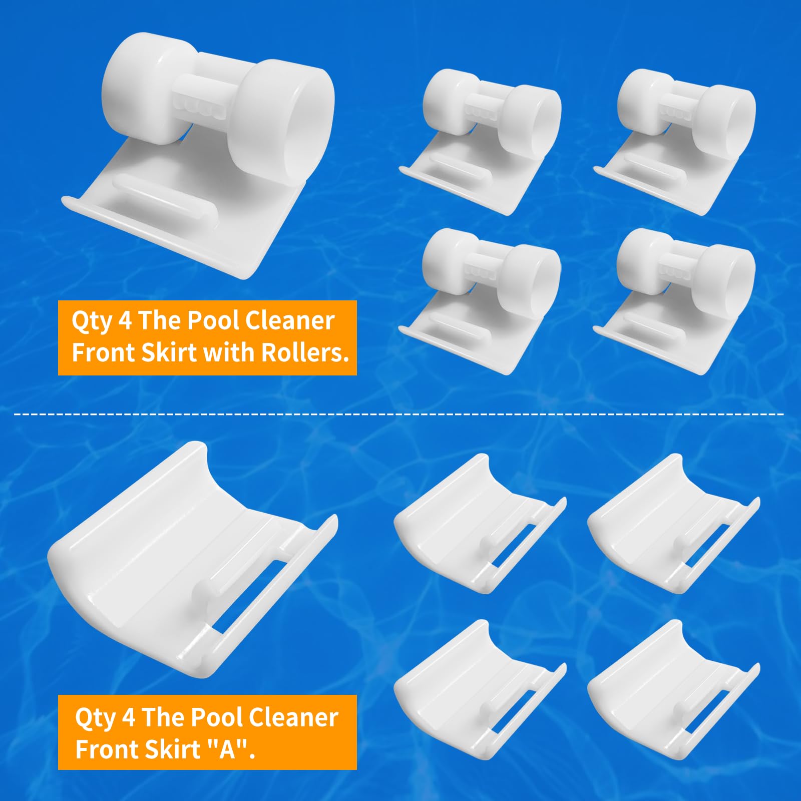 Pool Cleaner Front Skirt with Rollers - Compatible with 2-Wheel & 4-Wheel Automatic Pool Cleaners (Models 896584000-099 & 896584000-259) - Durable White Replacement Part for Easy Pool Maintenance