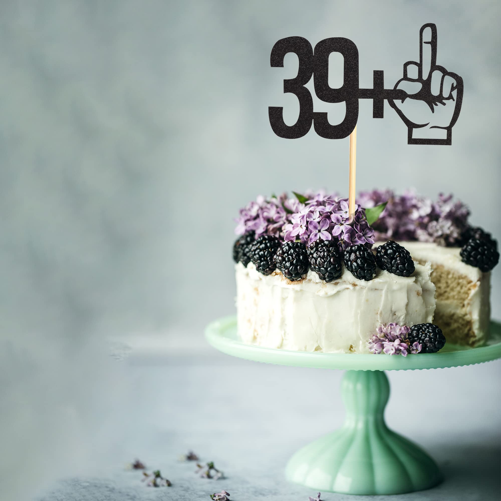 40th Birthday Cake Topper - Black Glitter 39+1 Party Decor for 40 Years Old Celebration - Funny 40th Birthday Party Supplies for Women & Men - Perfect for Anniversary, Milestone Parties & Cake Decorations