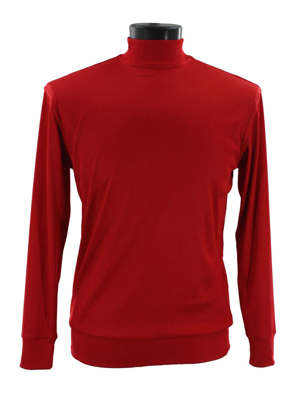 Bassiri Women's Long Sleeve High Neck Red T-Shirt 632 - Casual Slim Fit Basic Top for Everyday Wear, Work, and Outings