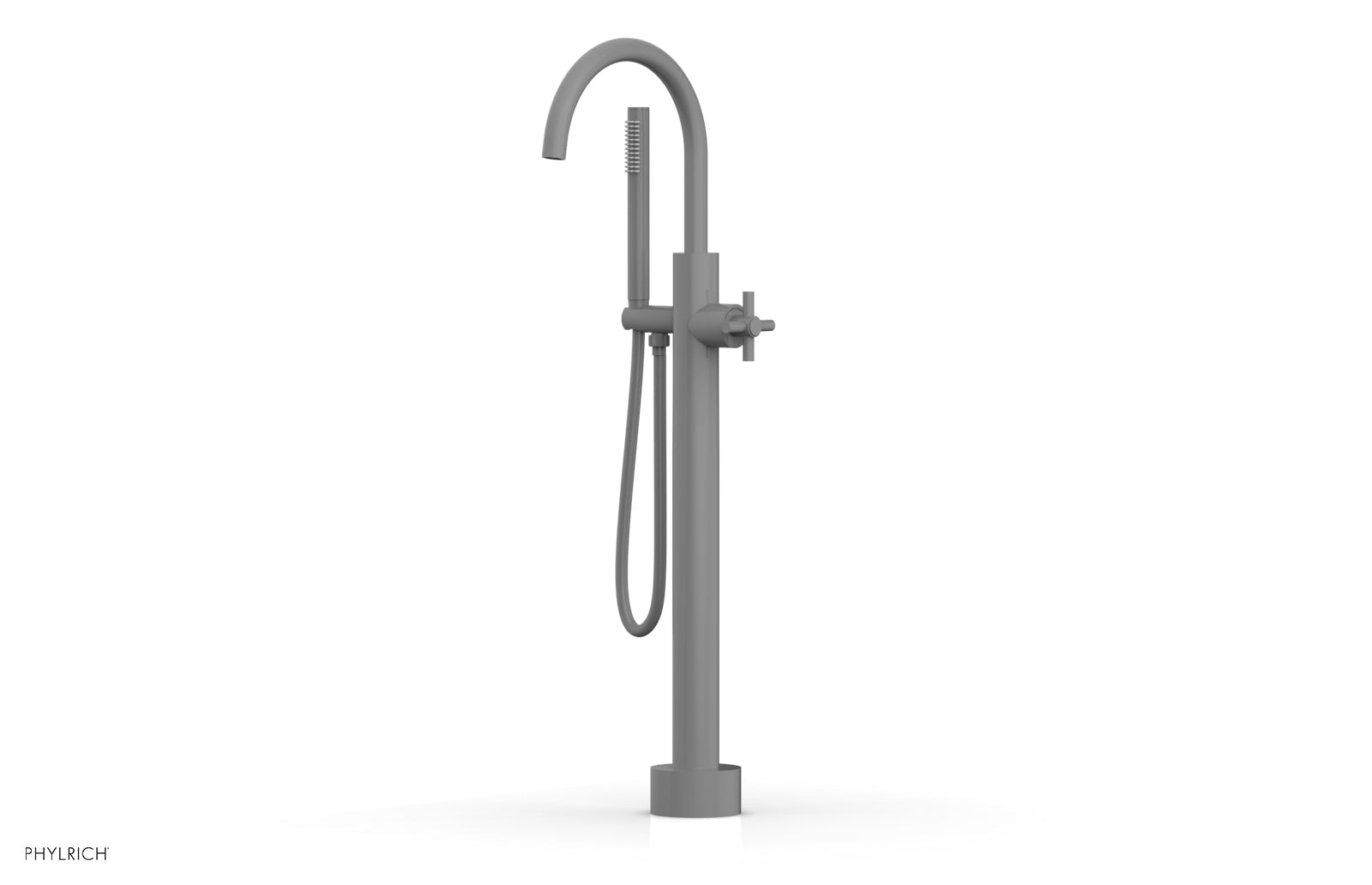 D131 44 03 BASIC Low Floor Mount Tub Filler with Cross Handle & Hand Shower - Perfect for Bathroom Renovation and Modern Home Spa Experience