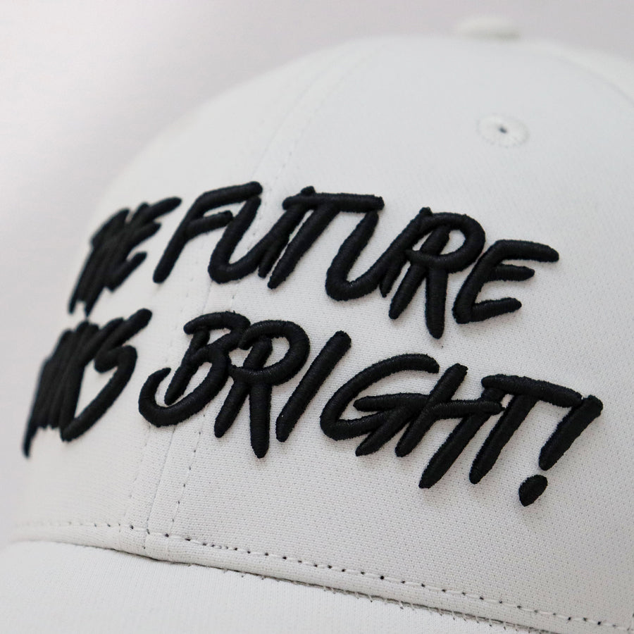 Future Looks Bright White & Black Snapback Hat - Stylish Adjustable Baseball Cap for Men & Women - Perfect for Sports, Casual Wear & Outdoor Activities