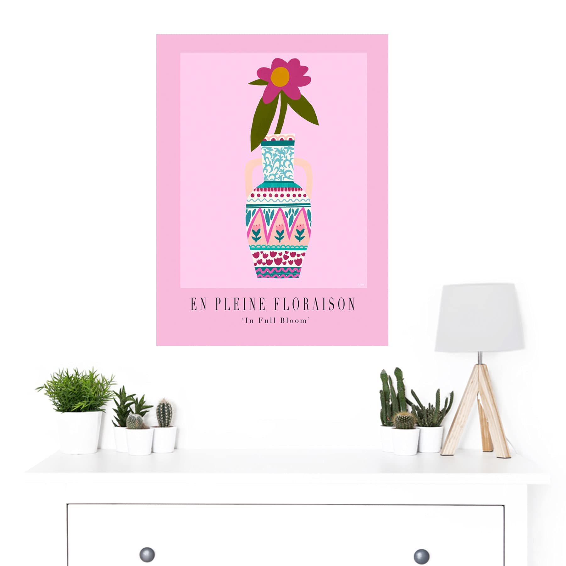 Wee Blue Coo In Full Bloom French Flower Vase Premium Wall Art Canvas Print 18x24 Inch - Elegant Home Decor for Living Room, Bedroom & Office