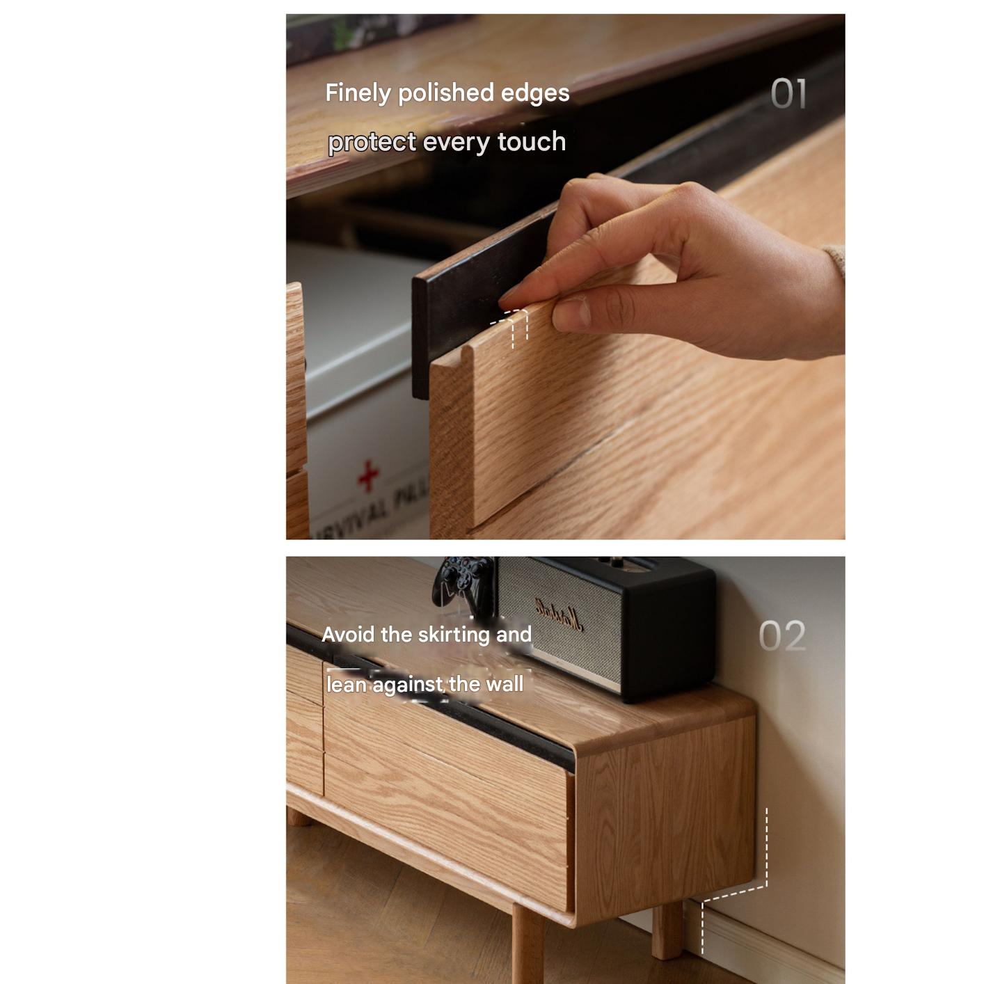 Solid Oak Wood TV Stand for Living Room - Modern Entertainment Center with Storage for TV, Gaming Consoles & Media Devices - Perfect for Home Theater Setup & Living Room Decor