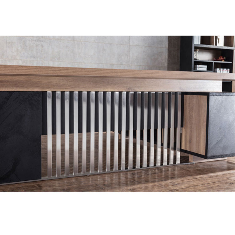 DAXTON Executive Desk with Left Return 2.4M - Warm Oak & Black Finish - Modern Office Furniture for Home & Business Workspaces