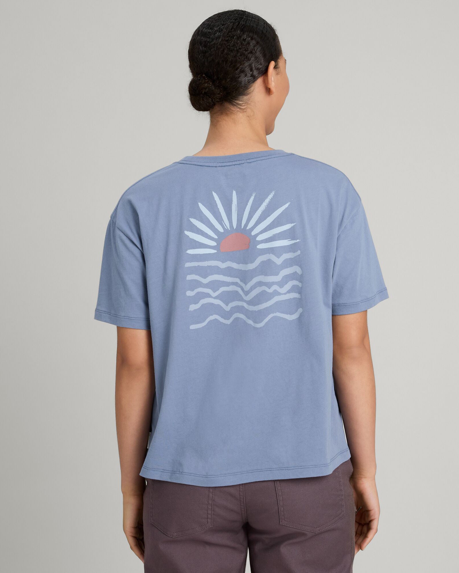 Sunrise Flower Organic Cotton T-Shirt for Women - Soft & Comfortable Casual Wear for Everyday, Workouts, and Outdoor Activities