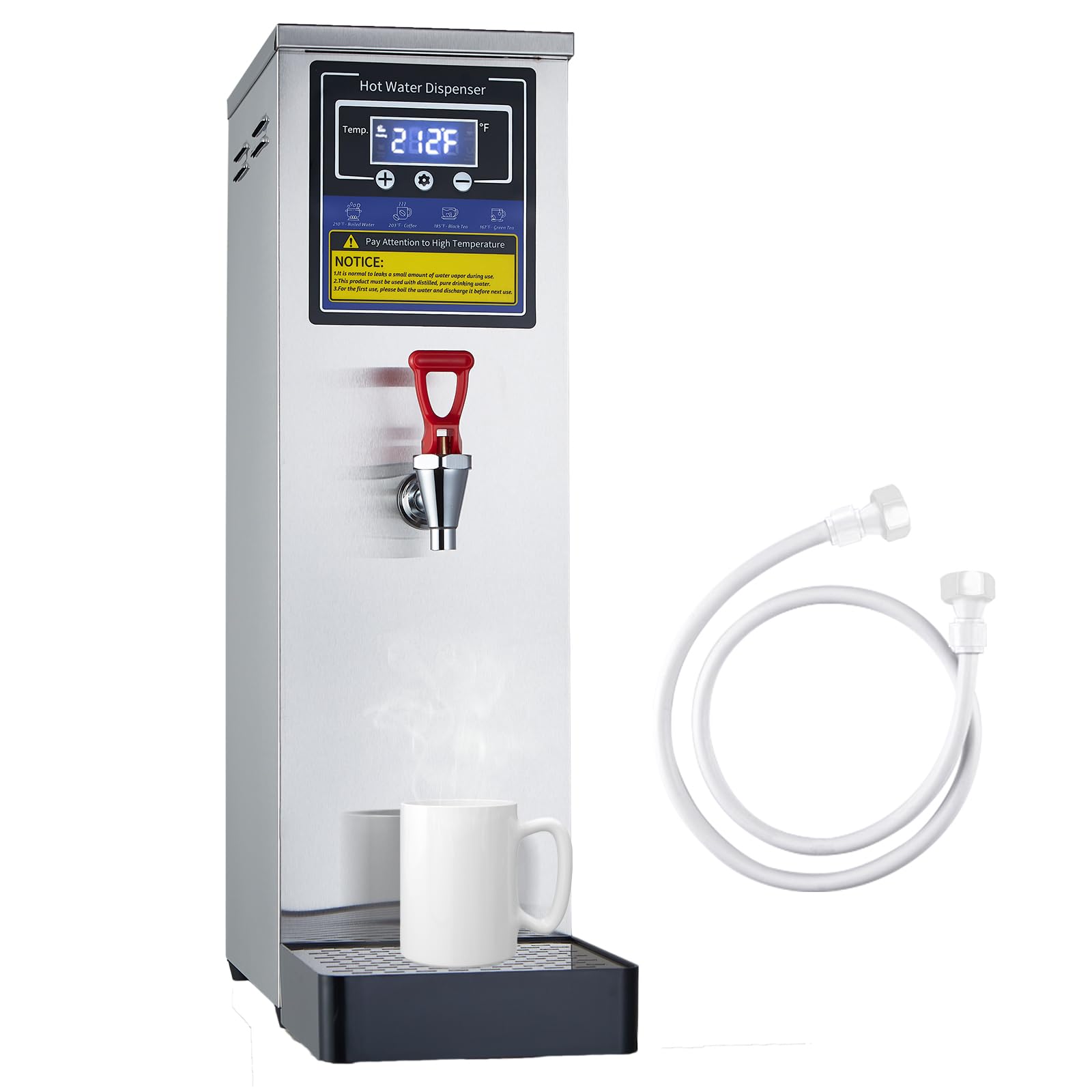 Commercial Electric Hot Water Boiler Dispenser 30L (8GAL) 1600W Stainless Steel with Step Heating & Temperature Control (86-212°F) - Perfect for Boba Tea, Coffee, Office, Restaurant, and Commercial Kitchen Use