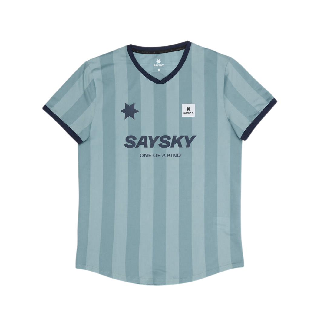 SAYSKY Men's Striped Combat T-Shirt - Casual Short Sleeve Tee for Streetwear, Gym & Outdoor Activities