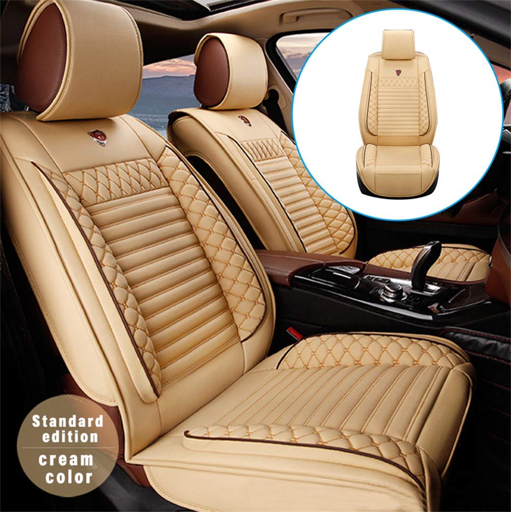 DBL Airbag Compatible PU Leatherette Front Seat Covers for Land Rover Range Rover Sport - Beige Car Seat Protectors | Perfect for Daily Commuting & Off-Road Adventures