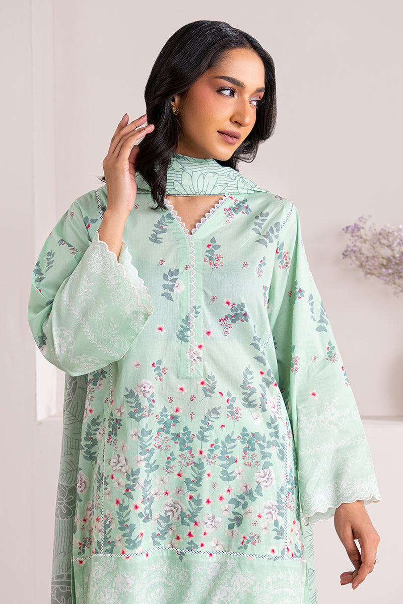 Mint Grace 3 Piece Printed Lawn Suit for Women - Floral Design Summer Outfit - Perfect for Parties, Weddings & Casual Wear