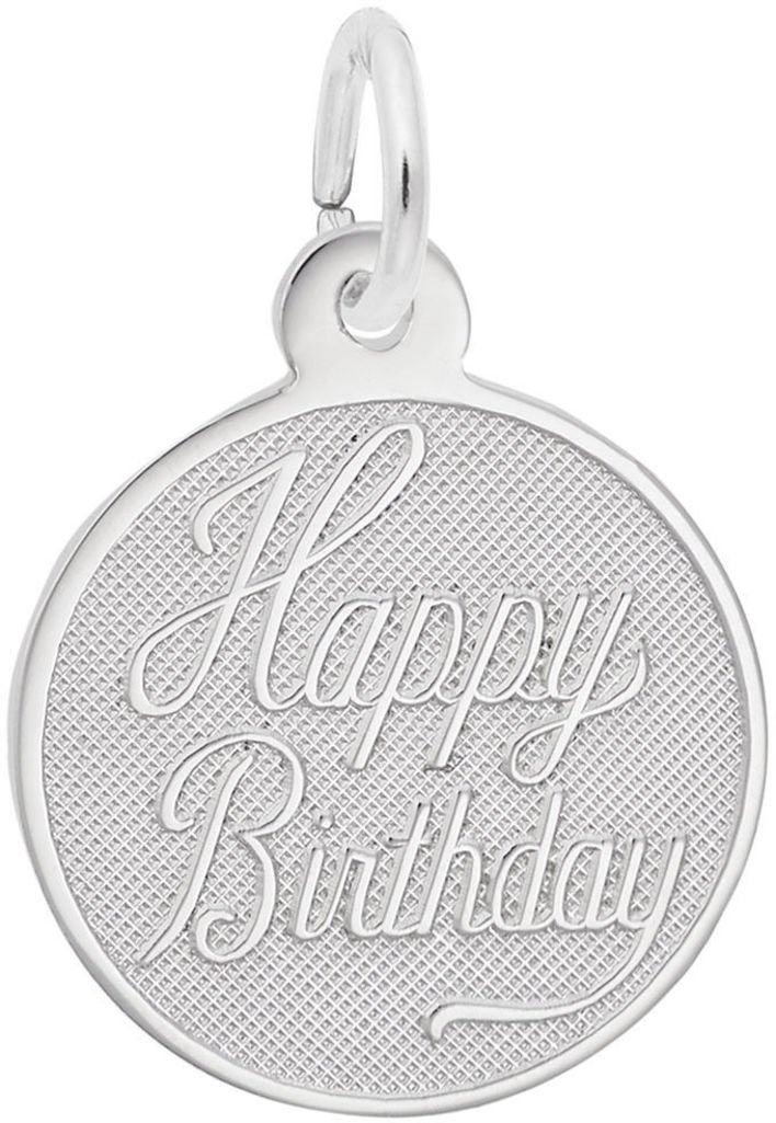 Rembrandt Small Happy Birthday Charm - 14K White Gold Jewelry for Women - Perfect for Birthday Gifts, Anniversary Presents & Special Occasions