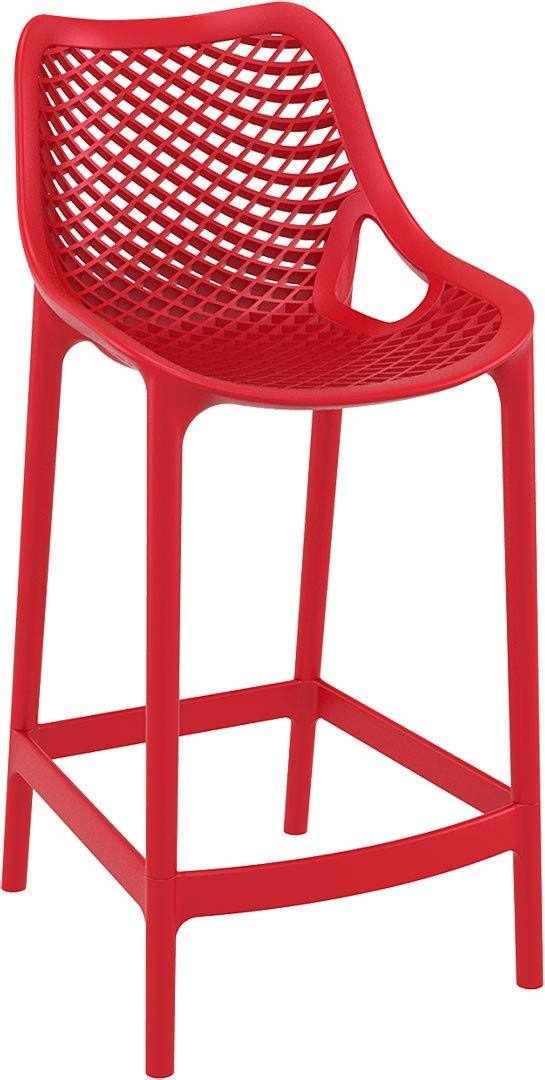 Red Compamia Air Patio Counter Stool Set of 2 - Modern Outdoor Bar Stools for Patio, Deck, Poolside & Backyard - Weather-Resistant & Comfortable Seating