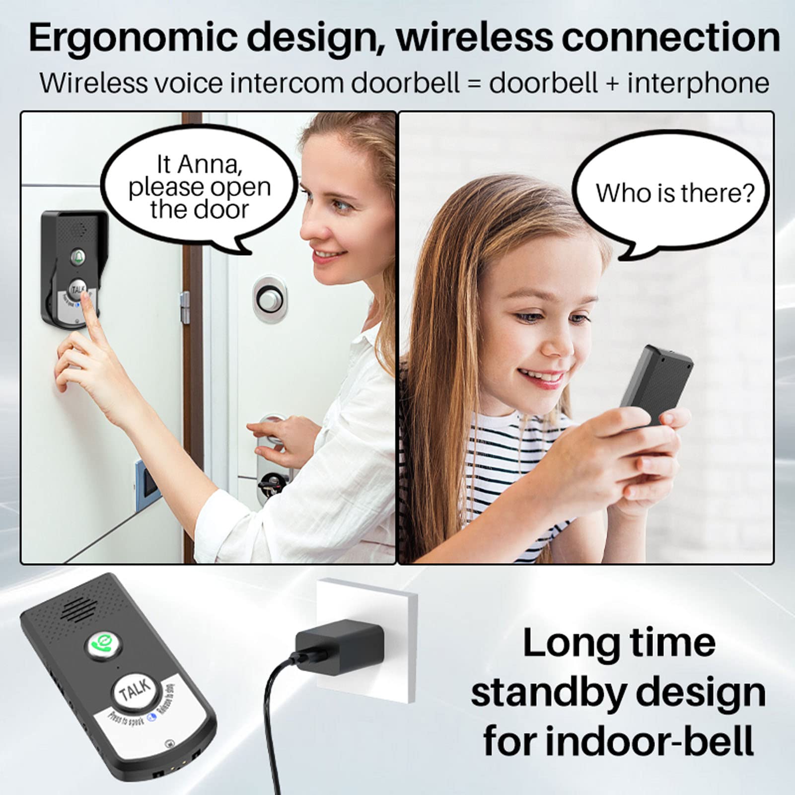 **Wireless Intercom System for Home - 1500M Range, Dual Charging Options, Doorbell Function - Secure Home Communication for Apartments, Offices & Gated Communities**