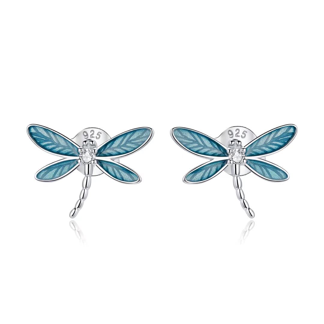 Cute Animal Stud Earrings for Kids - Sterling Silver 925 Dragonfly & Fish Earrings for Teen Girls & Women | Dainty Cubic Zirconia Jewelry | Perfect Gift for Birthdays, Parties & Everyday Wear