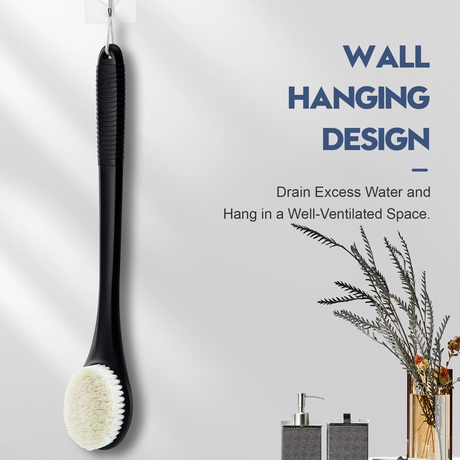 Long Handle Back Scrubber - Exfoliating Shower Brush for Men & Women with Non-Slip Grip - Perfect for Deep Cleaning & Skin Exfoliation