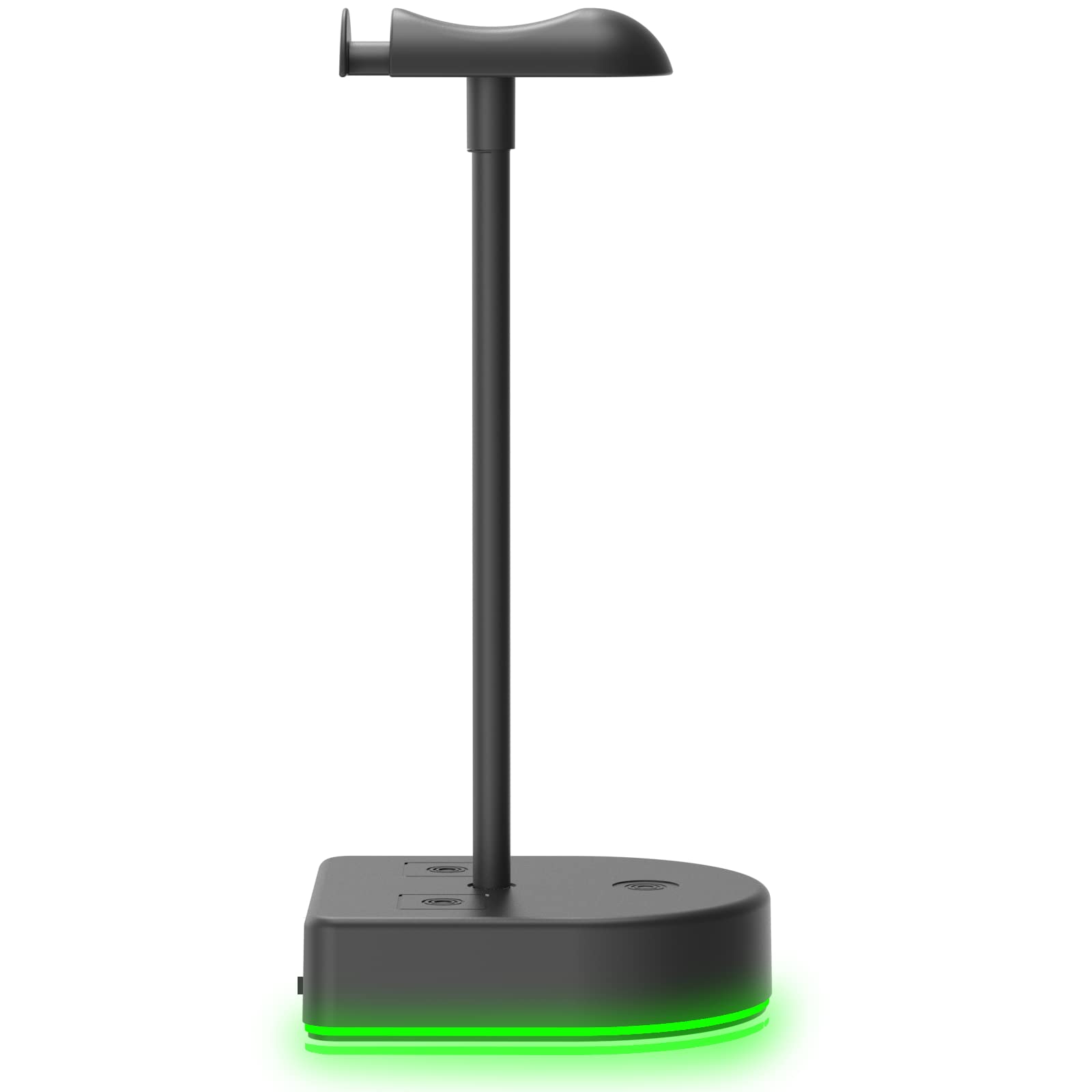 Premium RGB Gaming Headphone Stand with 15W Fast Wireless Charger & USB Port - Qi-Certified Headset Holder for Desk, PC Setup - Perfect for Gamers, Streamers & Office Use (Black)