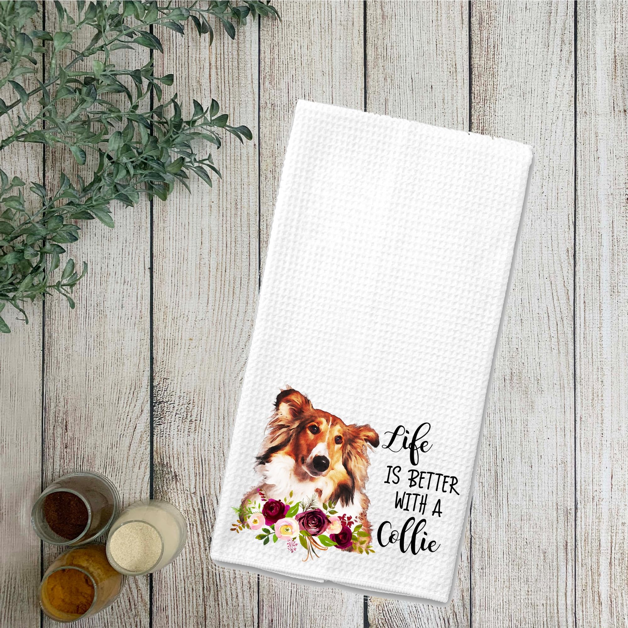 Premium Collie Waffle Microfiber Kitchen Towels - Absorbent & Quick-Drying Dog Themed Tea Towels for Animal Lovers - Perfect for Cooking, Baking & Home Decor Gifts