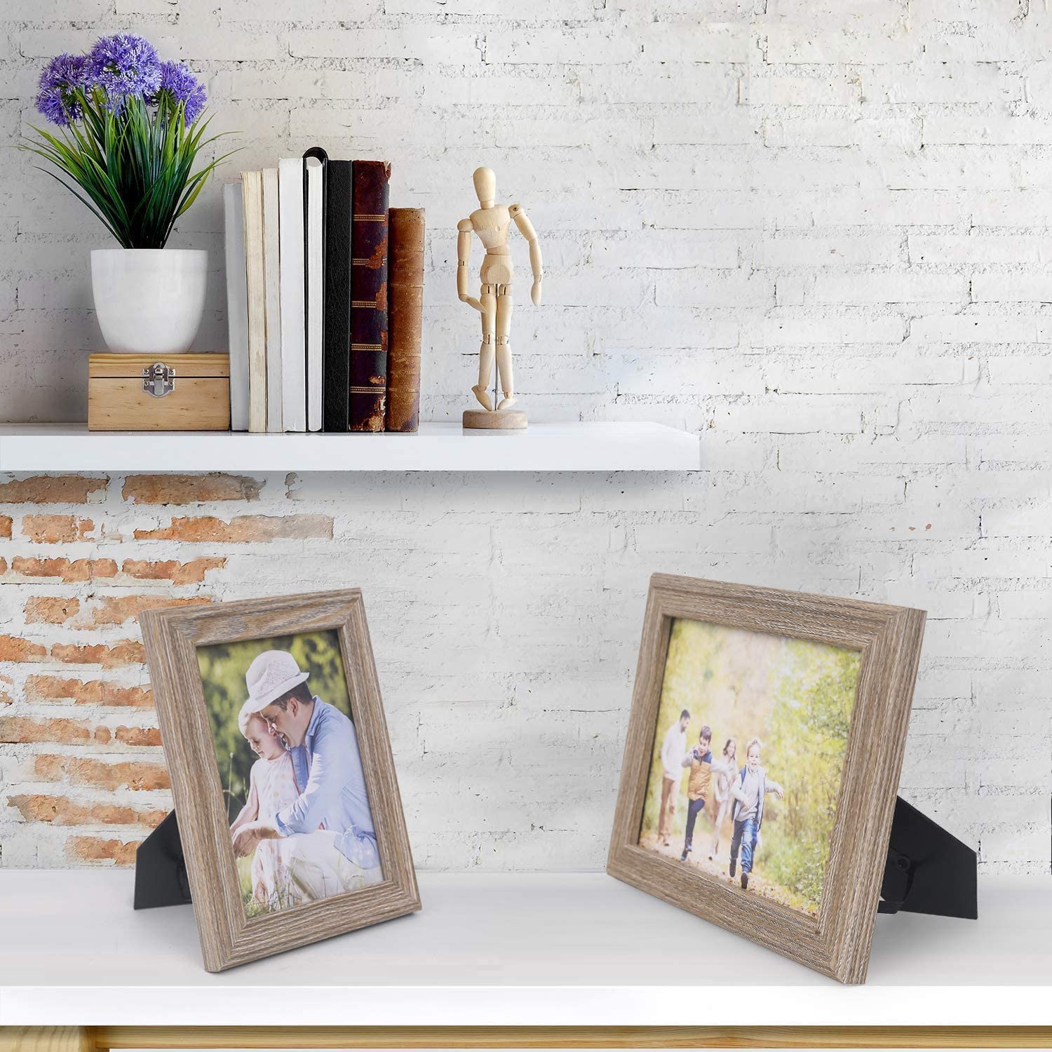 Adeco 6x8 Inch Natural Wood Decorative Wall Hanging and Tabletop Picture Frame Set of 4 - Perfect for Home Decor, Living Room, Bedroom & Office Display