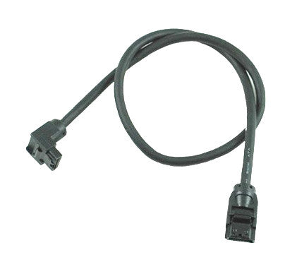OKGear 70cm/27.5 Inch Premium SATA III Round Cable 6Gbps Data Transfer - Straight to Right Angle with Latch (Black) - Perfect for PC Builds, Server Upgrades & Hard Drive Connections
