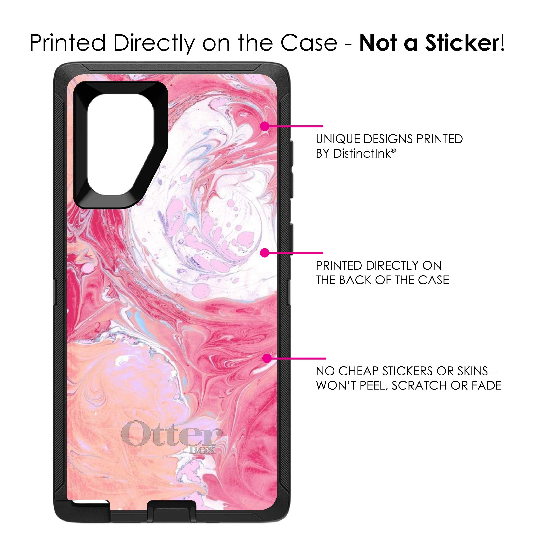 DistinctInk Samsung Galaxy Note 10 Plus Case (6.8 Inch) - Shockproof Protective Cover with Faux Marble Design - Replacement for OtterBox Defender - Hot Pink, Blue & White Marble Print - Perfect for Work, Travel and Everyday Use