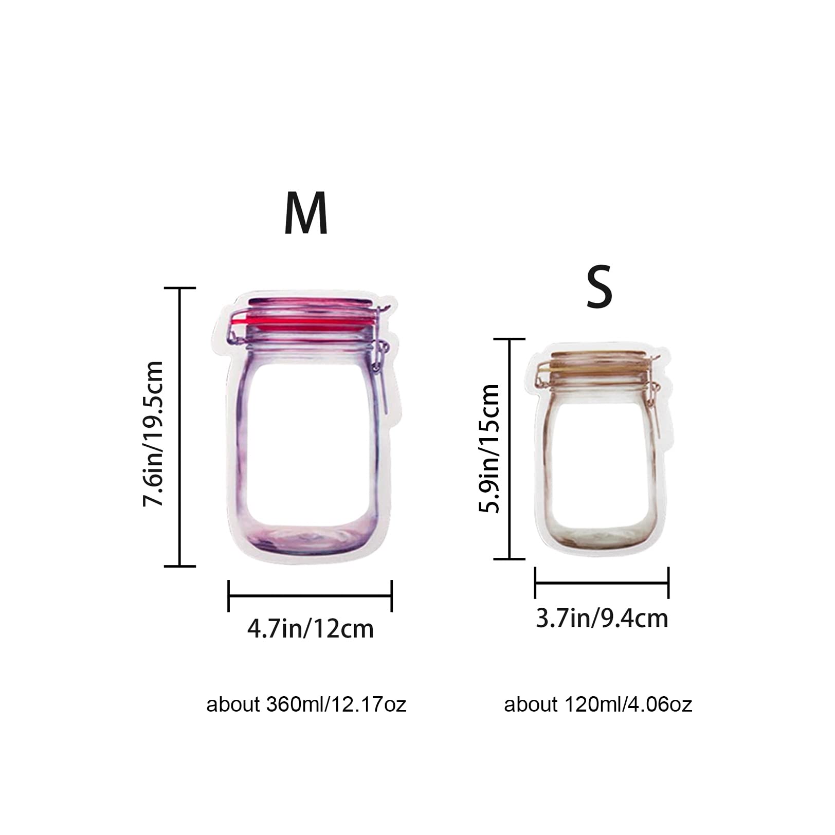 Enkrio 30Pcs Reusable Mason Jar Zipper Bags - Food Storage Snack Bags for Kitchen, Travel, Camping & Picnic - Airtight & Portable (5 Small, 8 Medium, 12 Large, 5 Tall) - Perfect for Meal Prep, School Lunches & On-the-Go Snacks