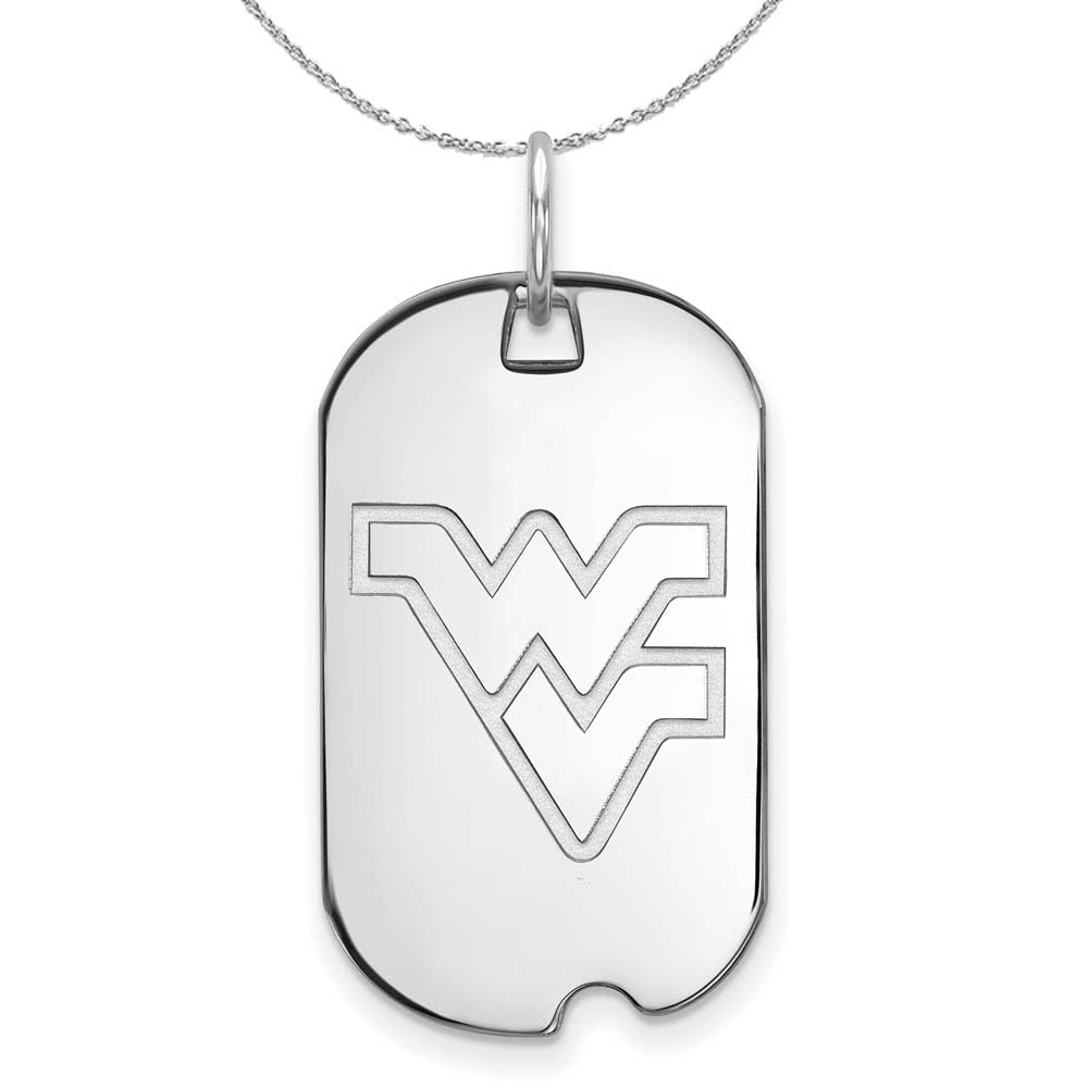 Black Bow Sterling Silver West Virginia University Dog Tag Pendant Necklace - Perfect for WVU Alumni Gifts & Game Day Jewelry