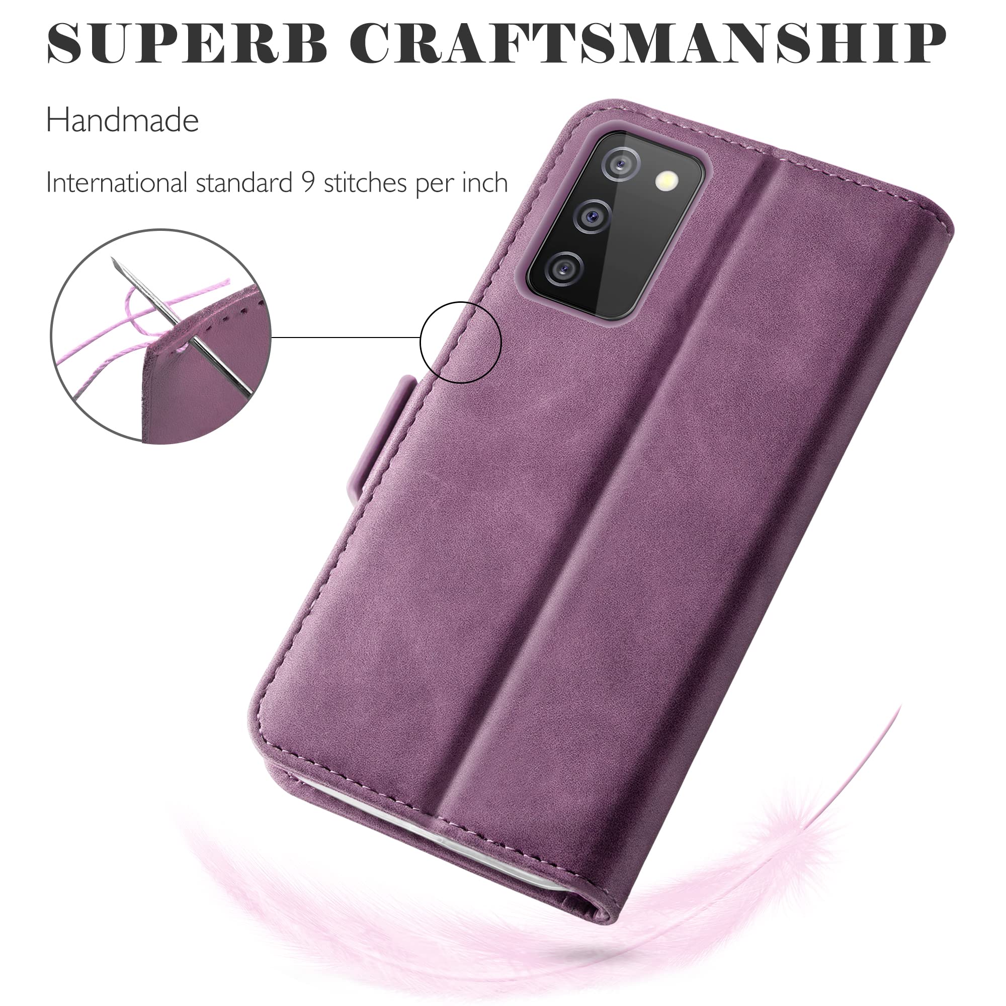 YATWIN Samsung Galaxy A03s Wallet Case - Leather Flip Cover with Magnetic Clasp, Credit Card Holder, Shockproof Protection & Kickstand (Wine Red) | Perfect for Women's Everyday Use, Commuting & Travel