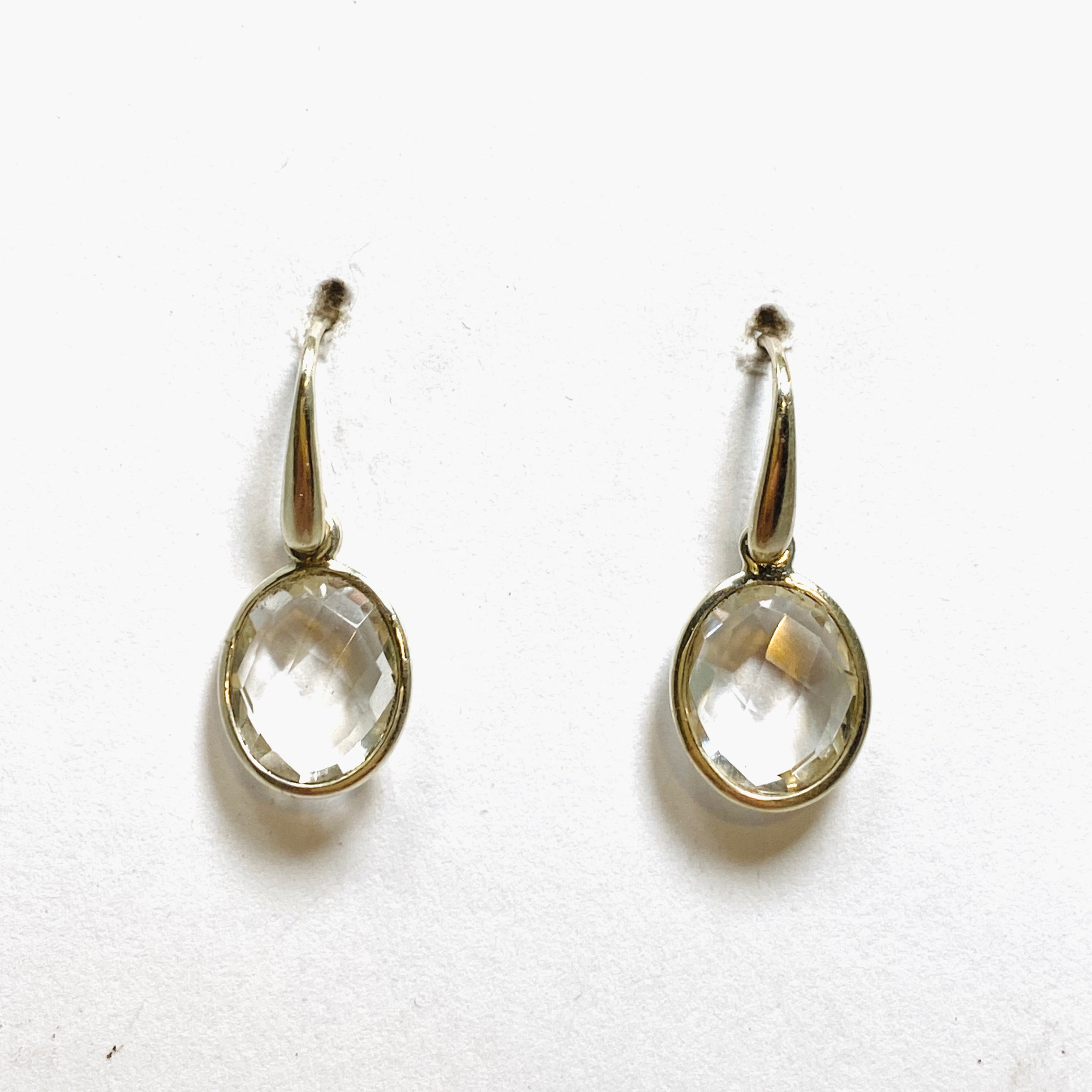 Clear Quartz Oval Checkerboard Faceted Earrings for Women | Dainty Crystal Stud Earrings | Perfect for Everyday Wear & Special Occasions