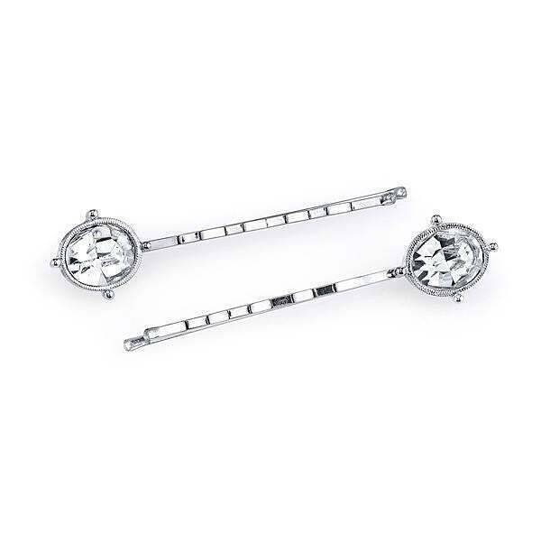 1928 Bridal Clear Crystal Oval Bobby Pin Set - Elegant Hair Accessories for Weddings, Prom & Special Occasions | Perfect for Bridesmaids & Formal Events