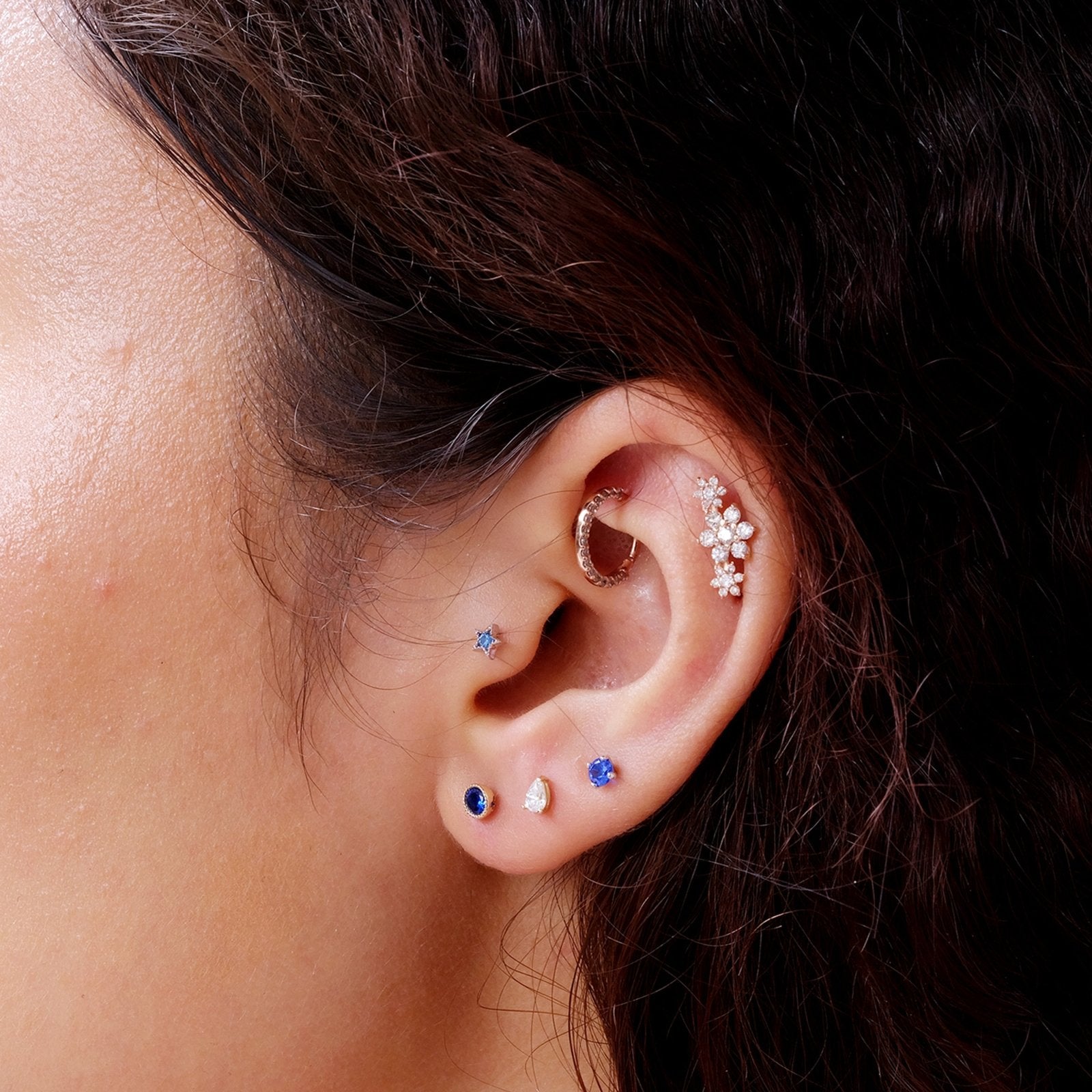14K Rose Gold Gemstone Eternity Clicker Hoop Earrings for Women - Perfect for Weddings, Parties & Everyday Elegance
