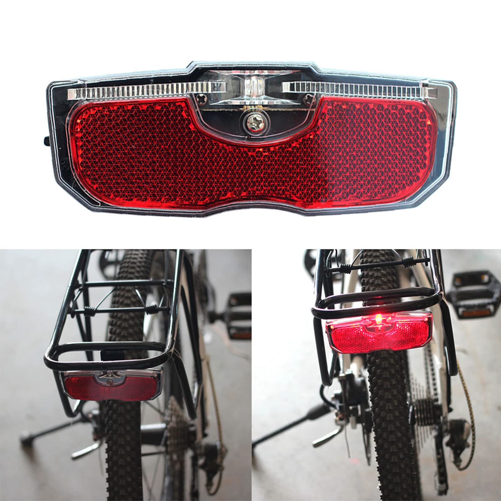 Bike Tail Light - Aluminum Alloy Bicycle Rear Reflector for Luggage Rack | Battery-Free Cycling Safety Light | Easy Installation Bike Accessories (Red) | Perfect for Night Riding & Commuting Safety