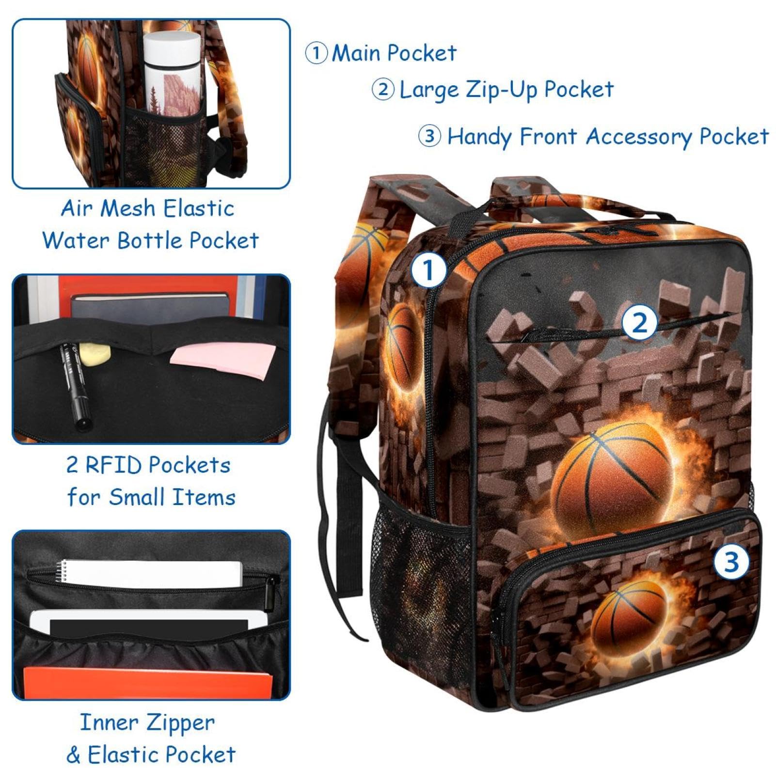 Best Travel Backpack for Men & Women - Lightweight Durable Hiking Backpack with USB Charging Port - Perfect for Outdoor Adventures, Commuting & Basketball Games