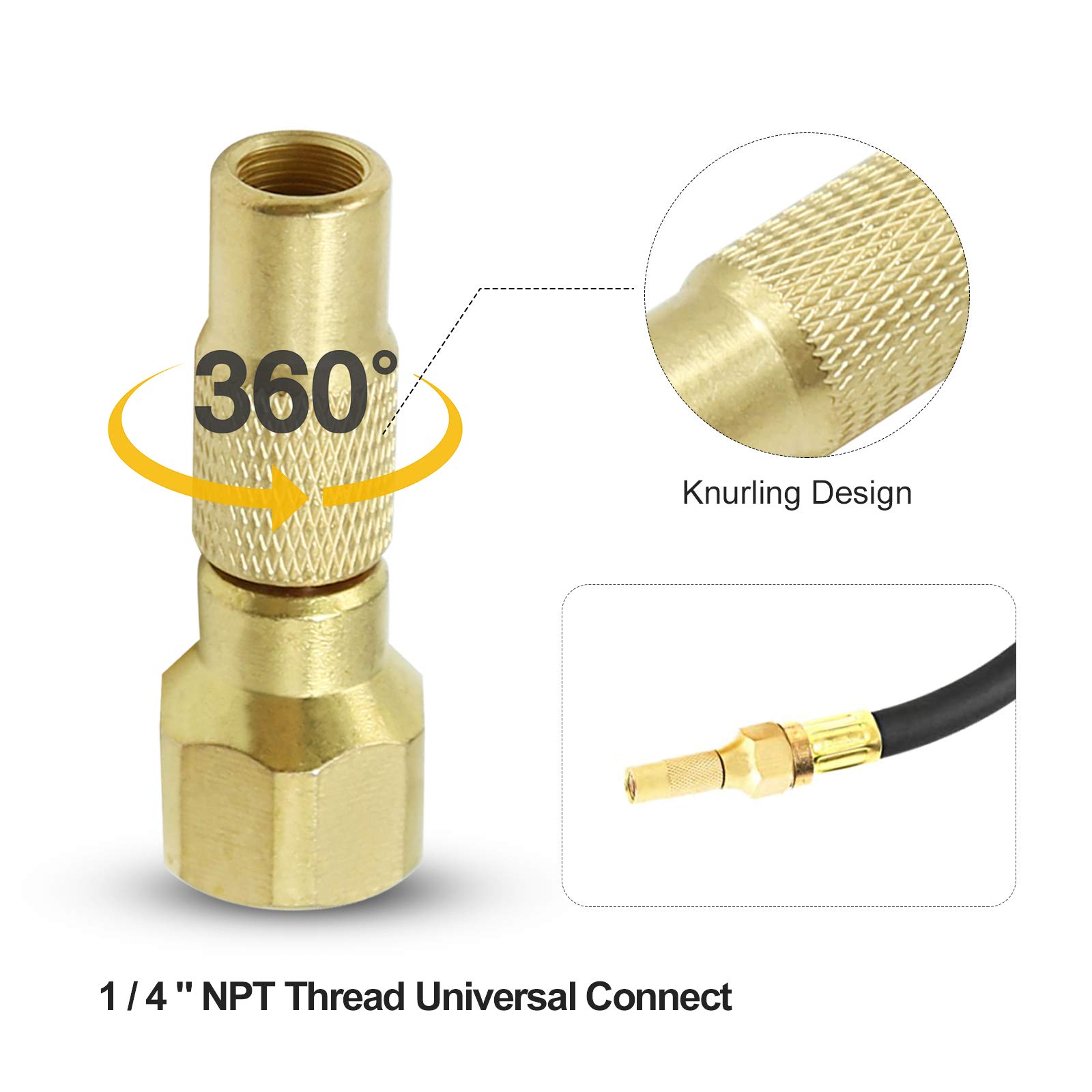 Heavy Duty Twist-On Air Chuck 2-Pack - Compatible with Tire Inflators, Air Compressors & Pressure Gauges - Perfect for Car, Truck, Bike & RV Tire Inflation