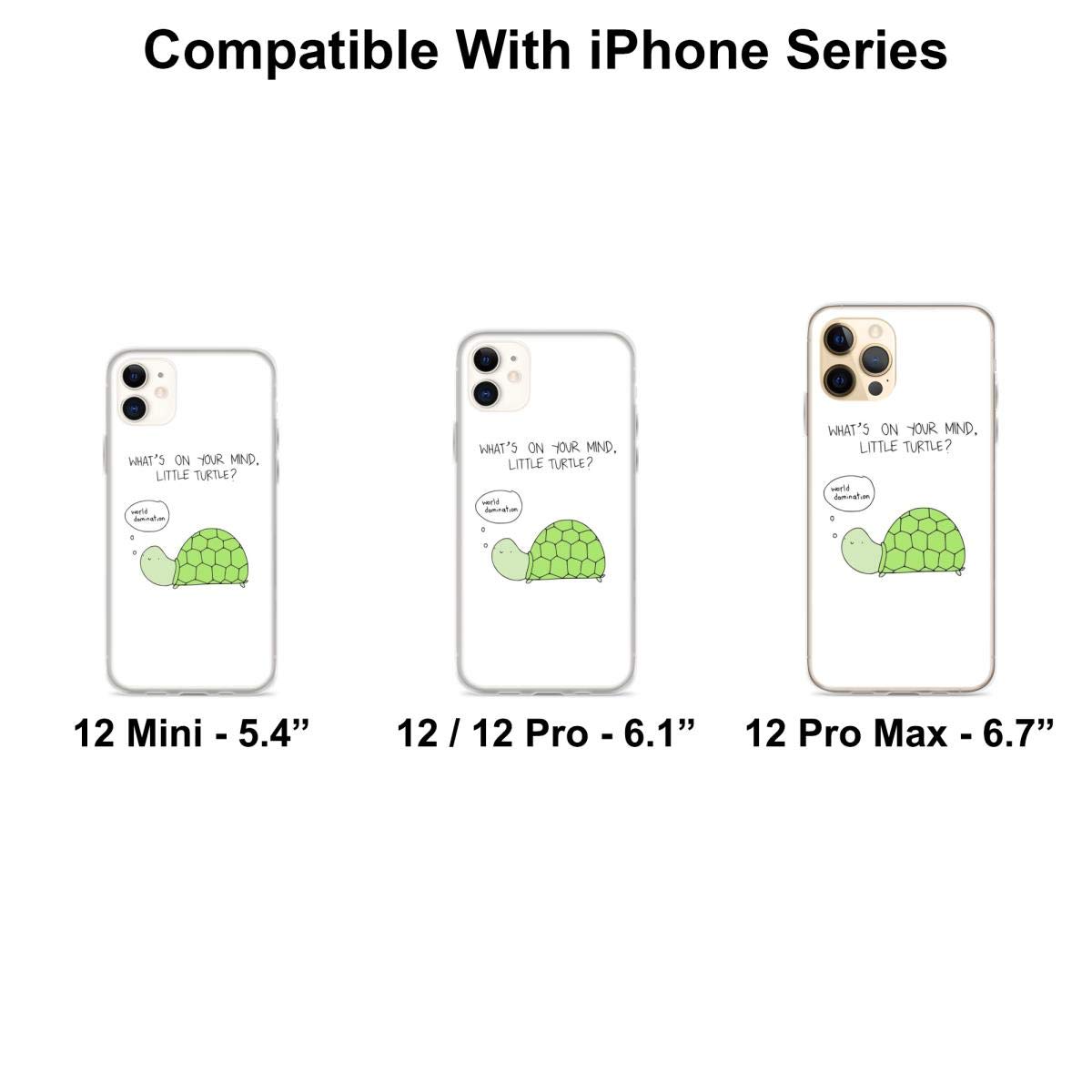 Turtle World Domination Clear Phone Case for iPhone 15 14 13 12 11 X Xs Xr 8 7 6 6s Plus Pro Max - Slim Protective Cover with Fun Turtle Design - Perfect for School, Work & Everyday Use