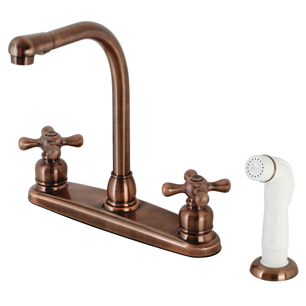 Kingston Brass KB712AX Victorian Centerset Kitchen Faucet - Elegant Single Handle Pull-Out Sprayer Faucet for Modern & Classic Kitchens | Perfect for Cooking, Washing Dishes & Food Prep