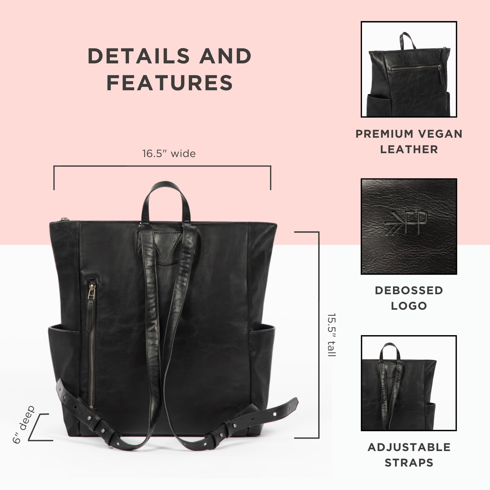 Freshly Picked Minimal Diaper Bag Backpack in Onyx Black - Stylish & Functional Baby Essentials Organizer for Moms on the Go, Travel & Daily Outings