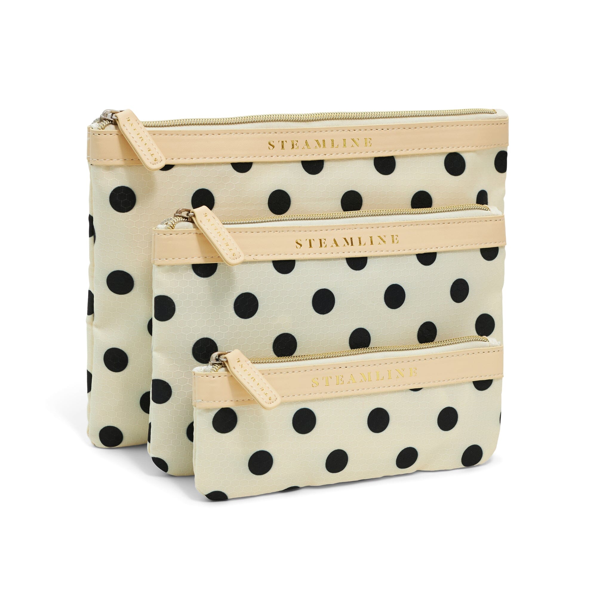 Polka Dots Cosmetic Bag Set - Travel Makeup Organizer for Women, Waterproof Toiletry Pouch - Perfect for Vacation, Gym & Daily Essentials Storage