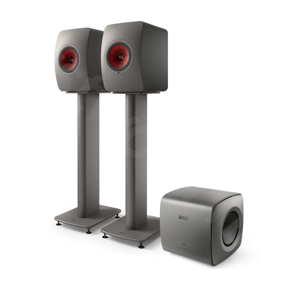 KEF LS50 Wireless II Bookshelf Speakers with KC62 Subwoofer & S2 Speaker Stands Bundle - Premium Hi-Fi Audio System for Home Theater, Music Studio & Entertainment Spaces