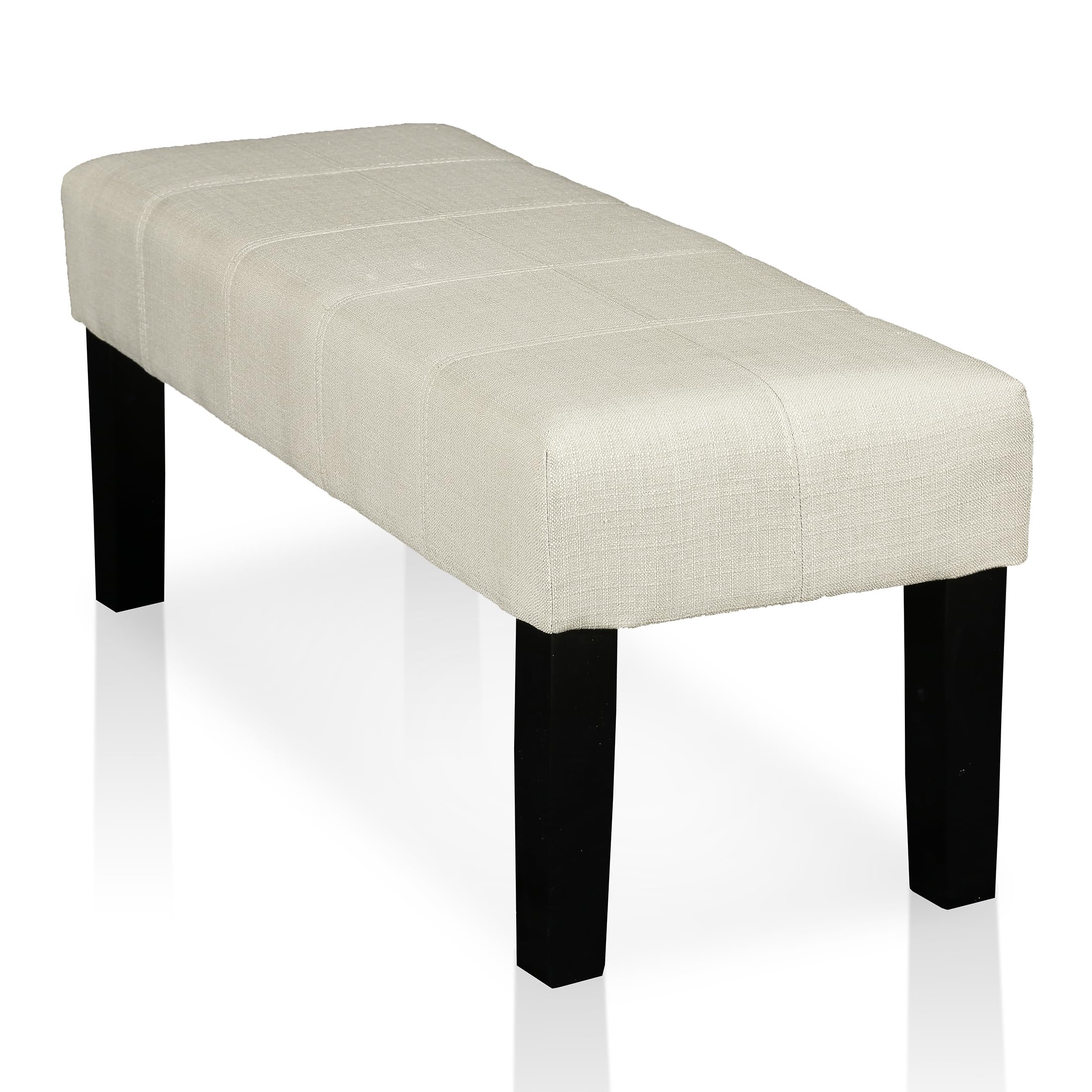 Brandie Upholstered Accent Bench in Ivory by Furniture of America - Perfect for Entryway, Bedroom or Living Room Seating
