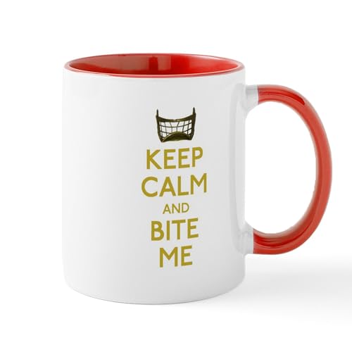 White/Red Inside - Keep Calm And Bite Me (Net) Mugs