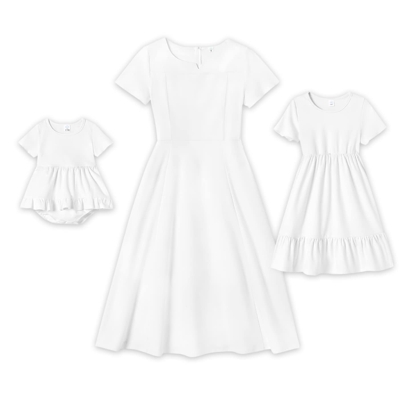 IFFEI Mommy and Me Dresses - Matching Pink Polka Dot Ruffle Flutter Sleeve Outfits for Mother and Daughter | Family Photo Shoot, Birthday Party, Easter Sunday Dress