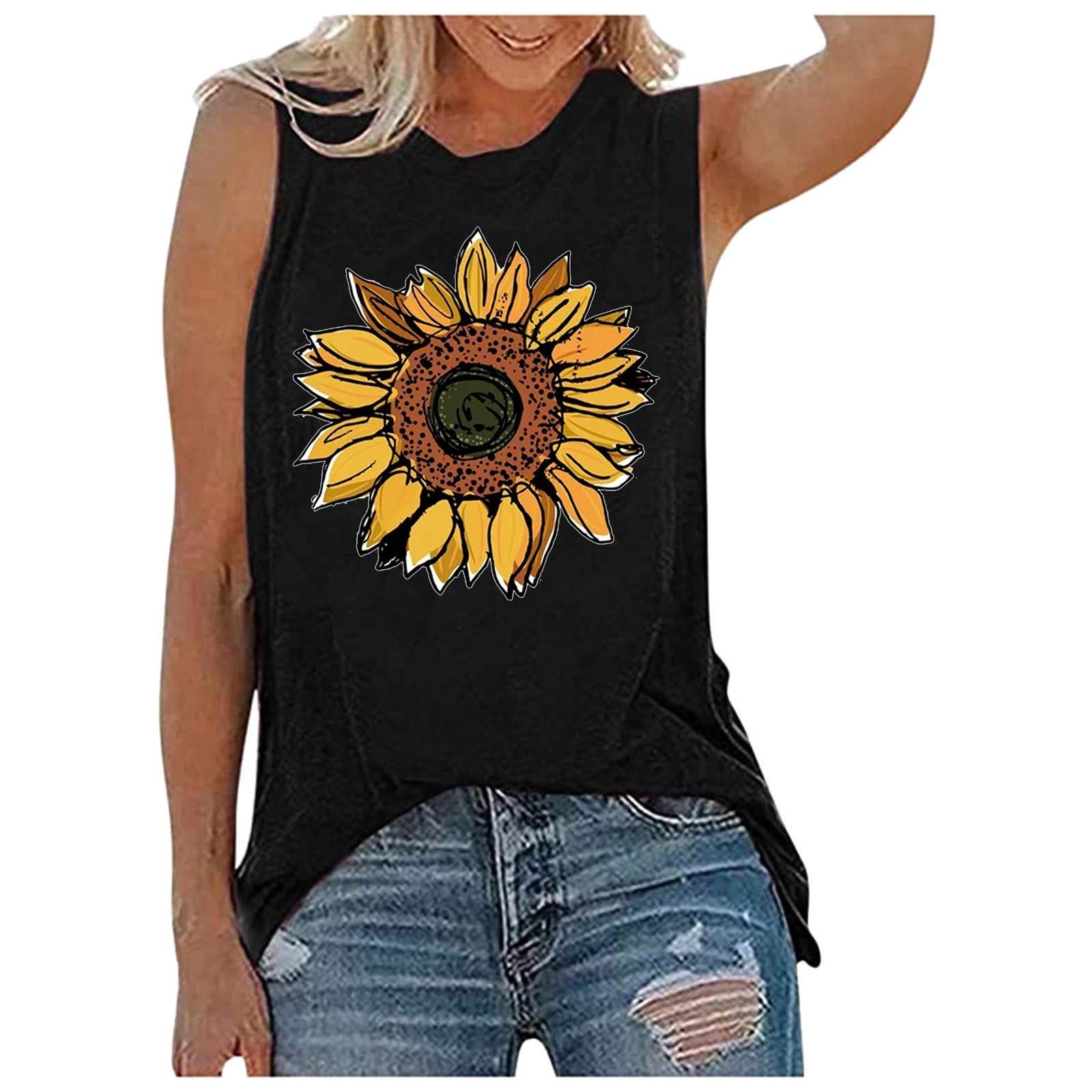 Women's Loose Fit Graphic Tank Tops - Casual Summer Sleeveless Shirts & Trendy Tunic Tops for Women | Perfect for Beach, Vacation, and Everyday Wear