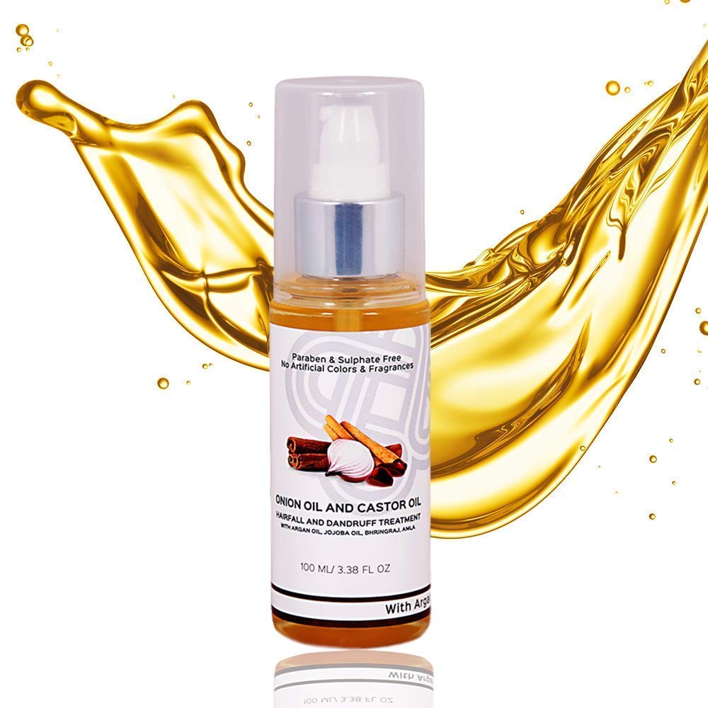 Teal & Terra Hair Growth Oil with Onion, Castor, Argan & Jojoba Oils - Anti Hairfall & Dandruff Treatment - Bhringraj & Amla Enriched - Vitamin E Infused - Lightweight Hair Oil (100ml) - Perfect for Daily Scalp Massage & Damaged Hair Repair