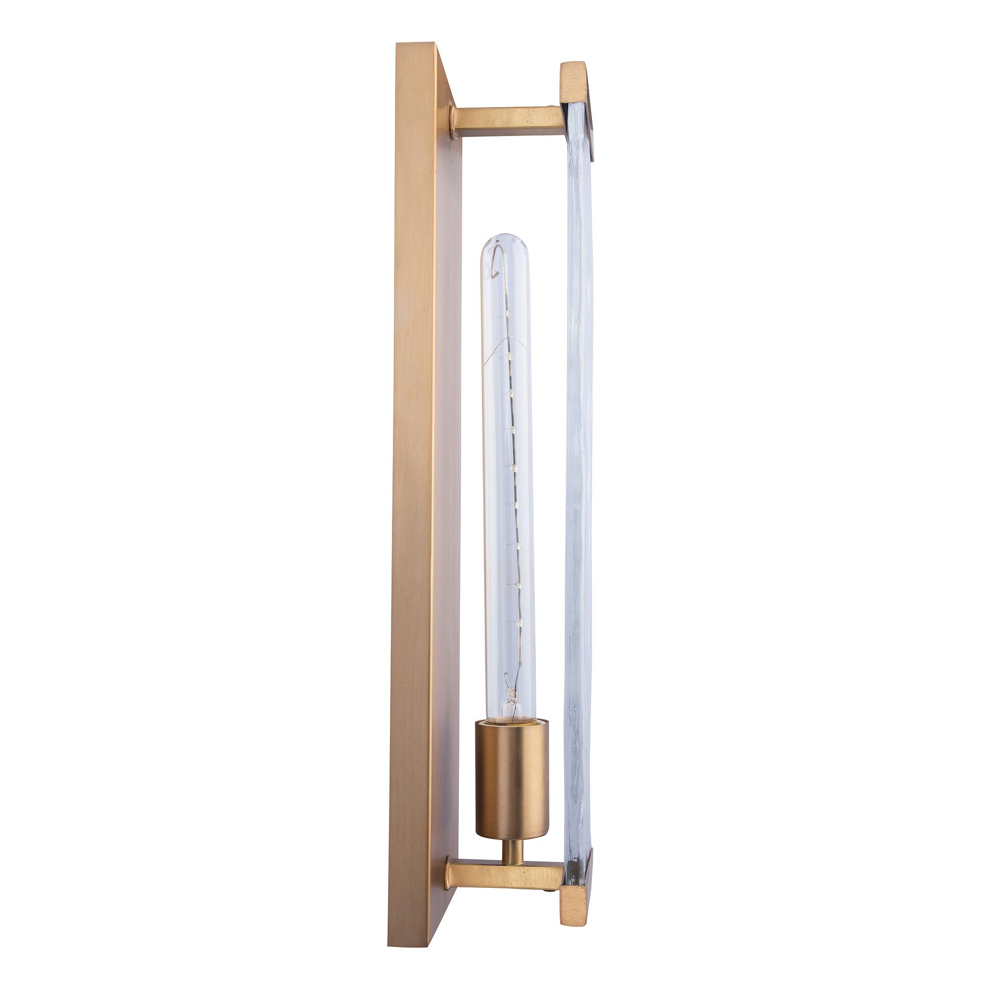 Adelman Gold Metal & Glass 1 Light Dimmable Wall Sconce - Modern Lighting Fixture for Bedroom, Living Room & Hallway Decor