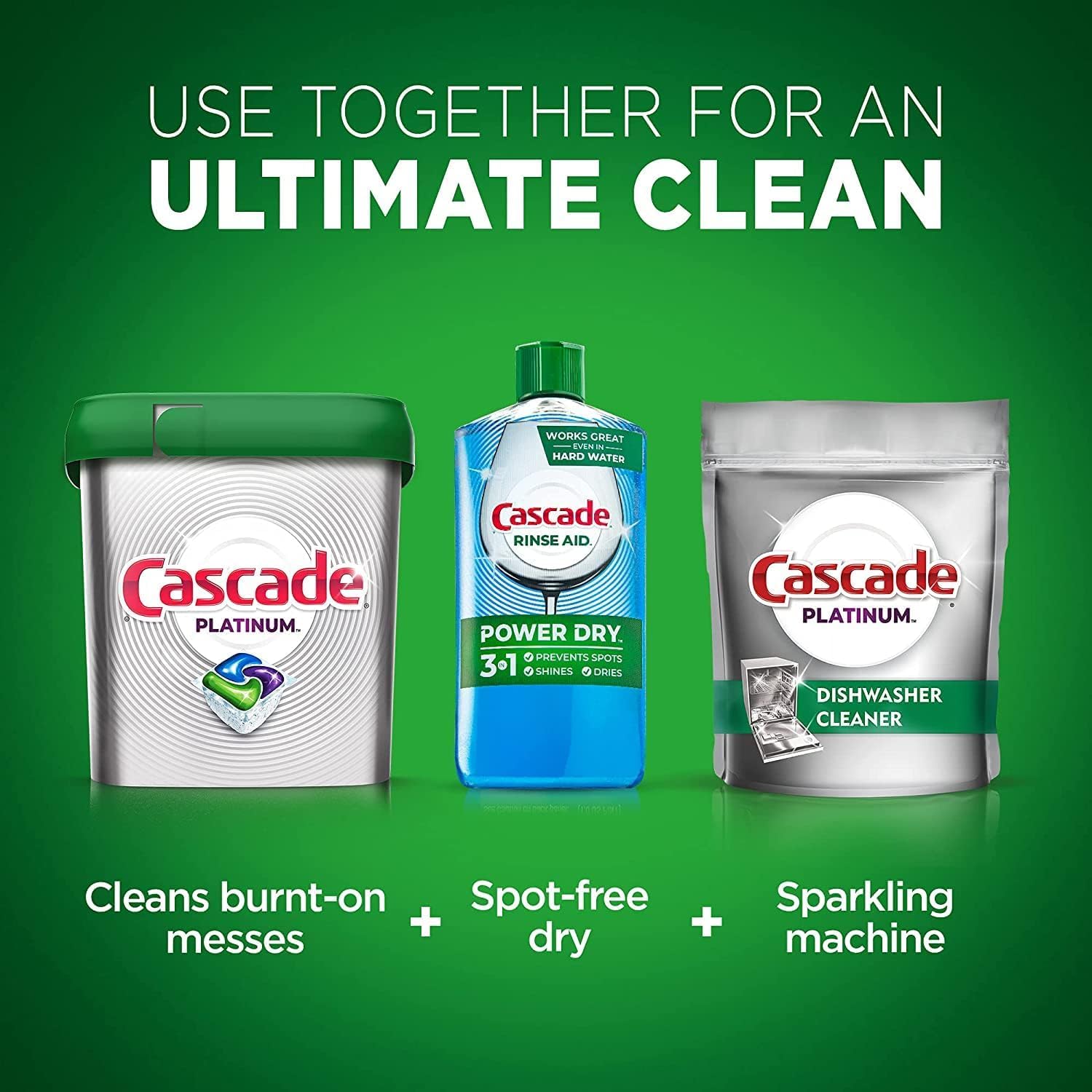 Cascade Platinum Power Dry Dishwasher Rinse Aid - 30.5 fl oz | Removes Water Spots & Residue | Perfect for Hard Water Areas & Glassware Protection