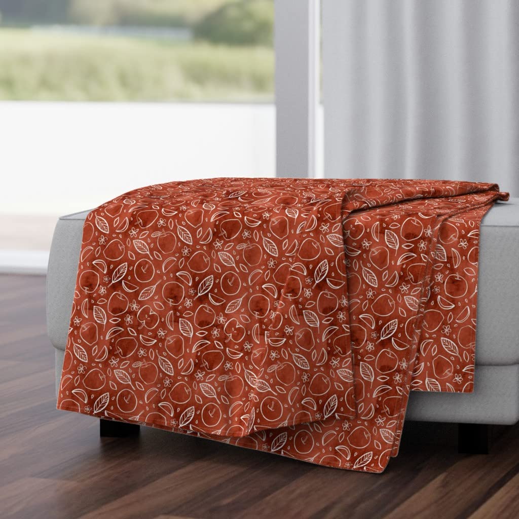 Luxe Velvet Throw Blanket 50x70 Inches - Watercolor Apple Cinnamon Autumn Design | Soft Cozy Blanket for Fall Decor, Couch, Bed & Gift Giving