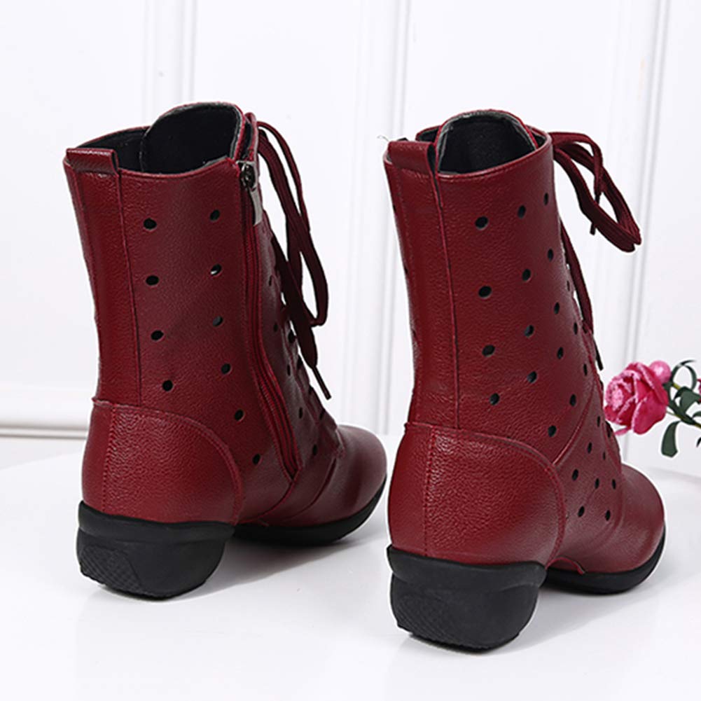 Hipposeus Women's Lace Up Jazz Dance Shoes - Closed Toe Ballroom Salsa Booties with Non-Slip Rubber Sole | Perfect for Latin Dance, Swing, Tango & Practice
