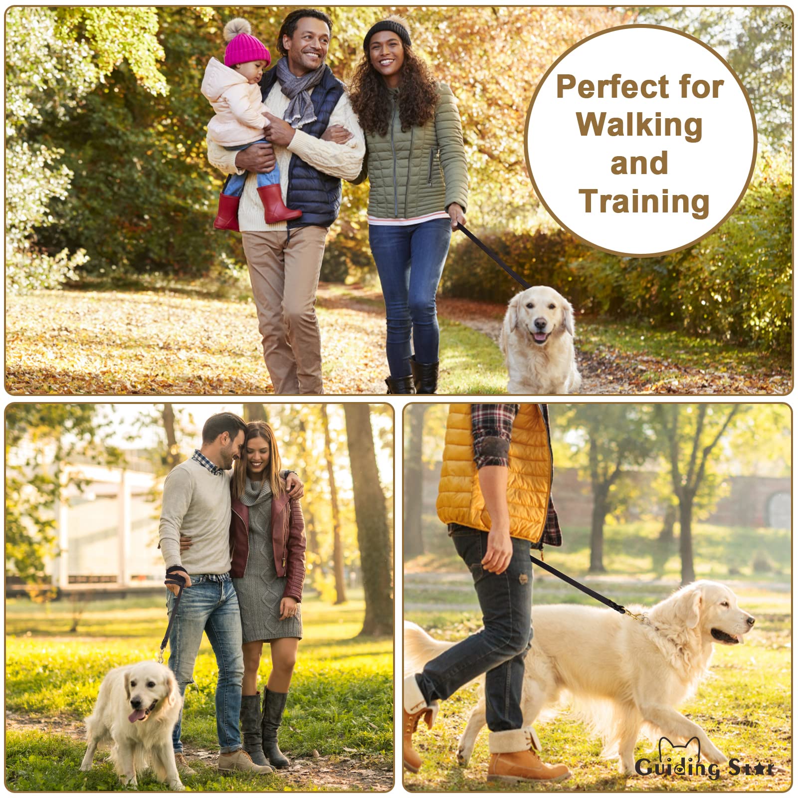 Premium 4ft Heavy Duty Leather Dog Leash for Large & Medium Dogs - Soft Braided Handmade Training Leash (4ft x 3/4inch, Black) | Durable Walking & Outdoor Adventure Companion for Active Pets